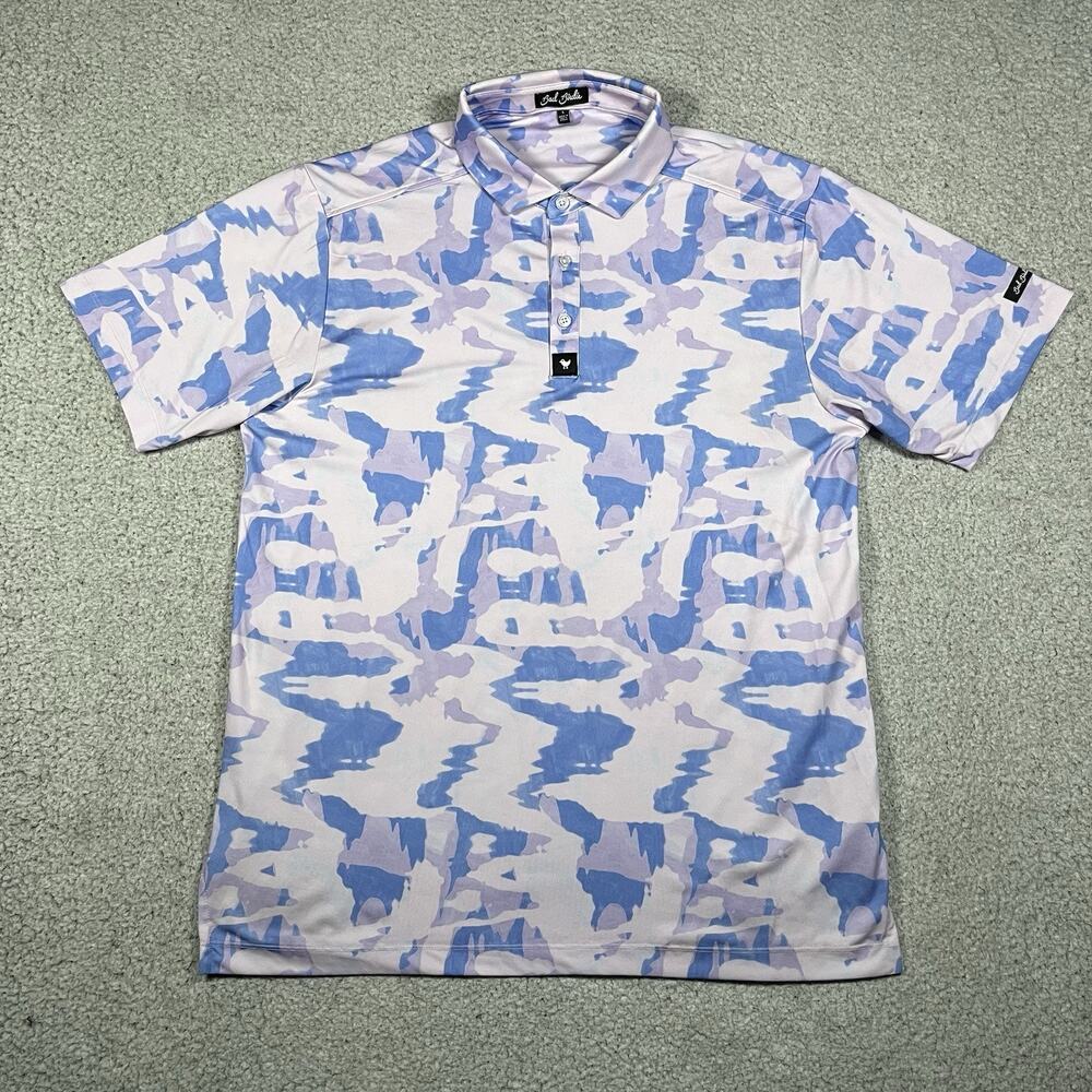 Bad Birdie Polo Mens L Camo All Over Print Performance Purple Reign Golf